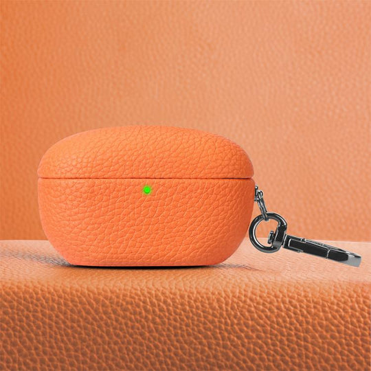 For Sony WF-1000XM5 Litchi Texture PU Earphones Case with Hook(Orange)