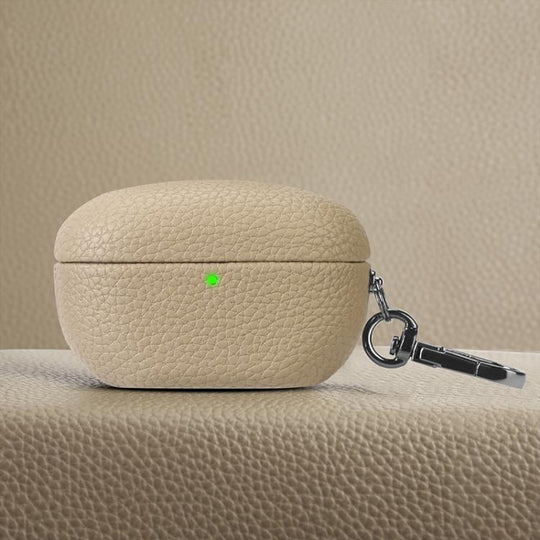 For Sony WF-1000XM5 Litchi Texture PU Earphones Case with Hook(Khaki)