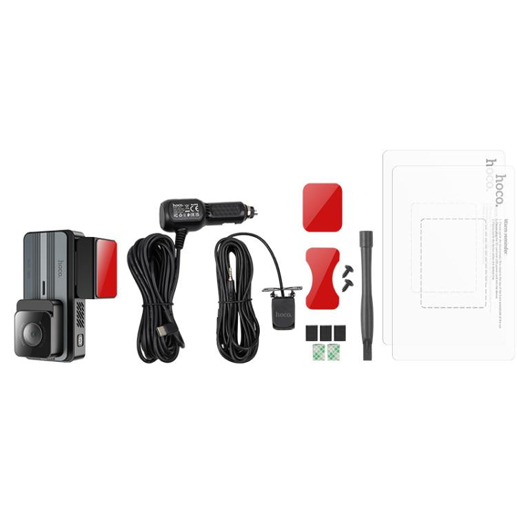 hoco DV12 2K 3.69 inch IPS Screen Display GPS Driving Recorder with Rear Camera(Silver Grey) - Car DVRs by hoco | Online Shopping UK | buy2fix