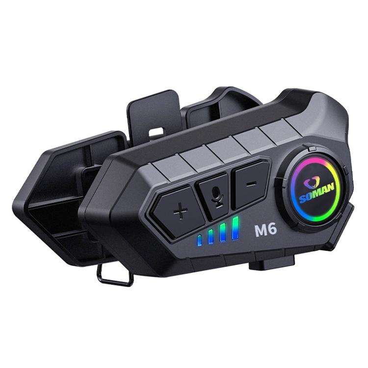 SOMAN Motorcycle Helmet Bluetooth Headset Stereo Voice Microphone, Style:M6-Soft Mic - Motorcycle Walkie Talkie by SOMAN | Online Shopping UK | buy2fix