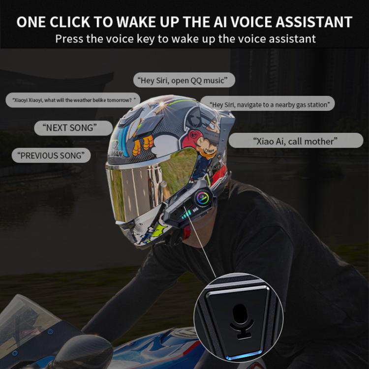 SOMAN Motorcycle Helmet Bluetooth Headset Stereo Voice Microphone, Style:M6-Soft Mic - Motorcycle Walkie Talkie by SOMAN | Online Shopping UK | buy2fix