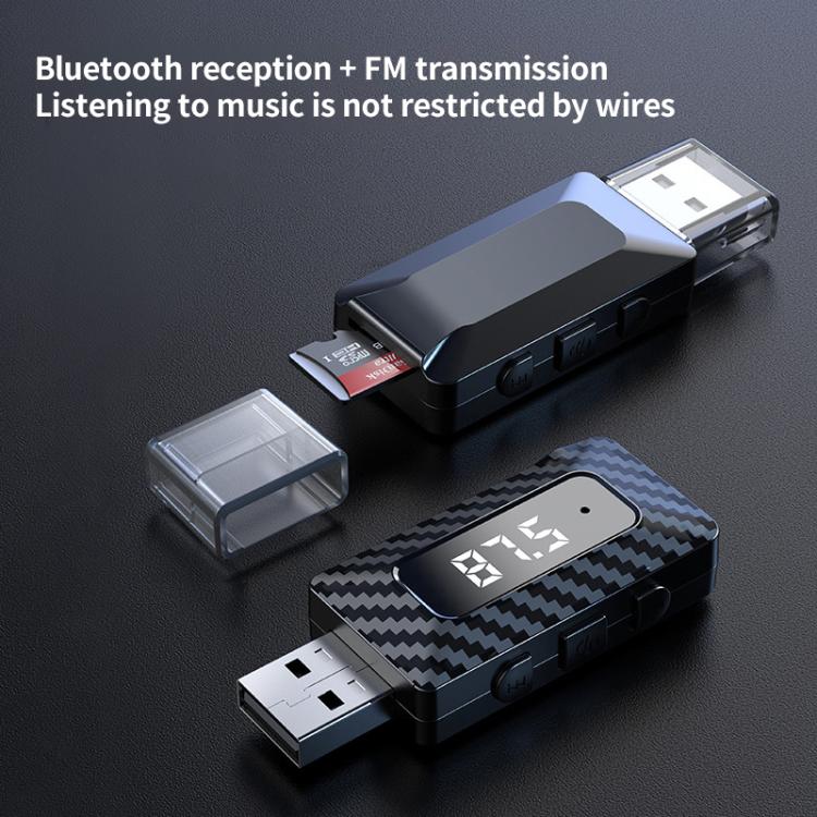 USB Car FM Transmitter Wireless Bluetooth Receiver(Black) - Bluetooth Adapters by buy2fix | Online Shopping UK | buy2fix
