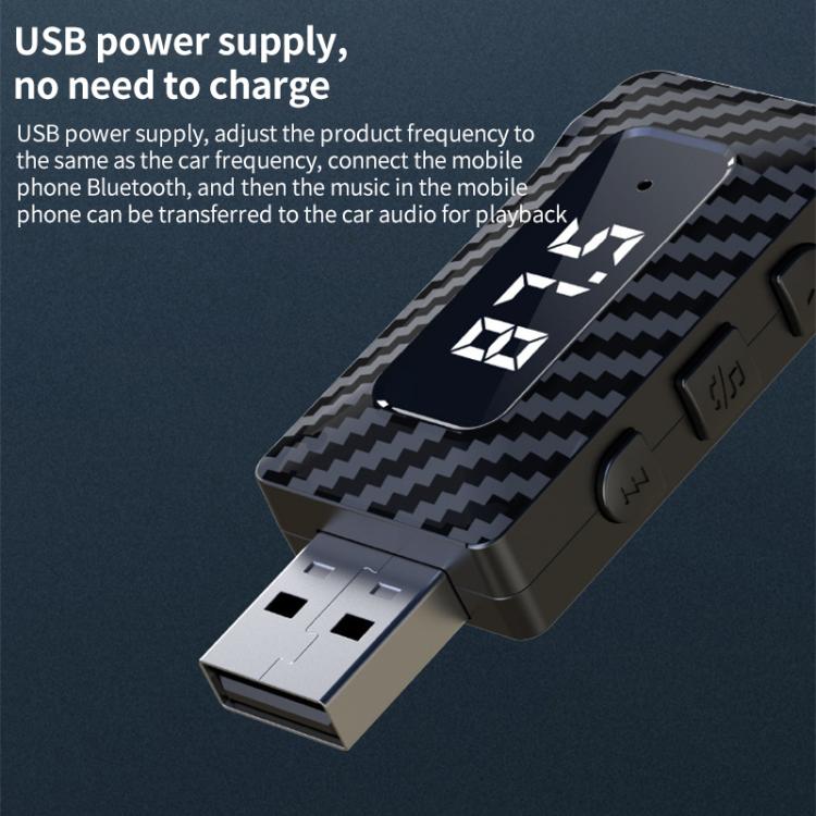 USB Car FM Transmitter Wireless Bluetooth Receiver(Black) - Bluetooth Adapters by buy2fix | Online Shopping UK | buy2fix