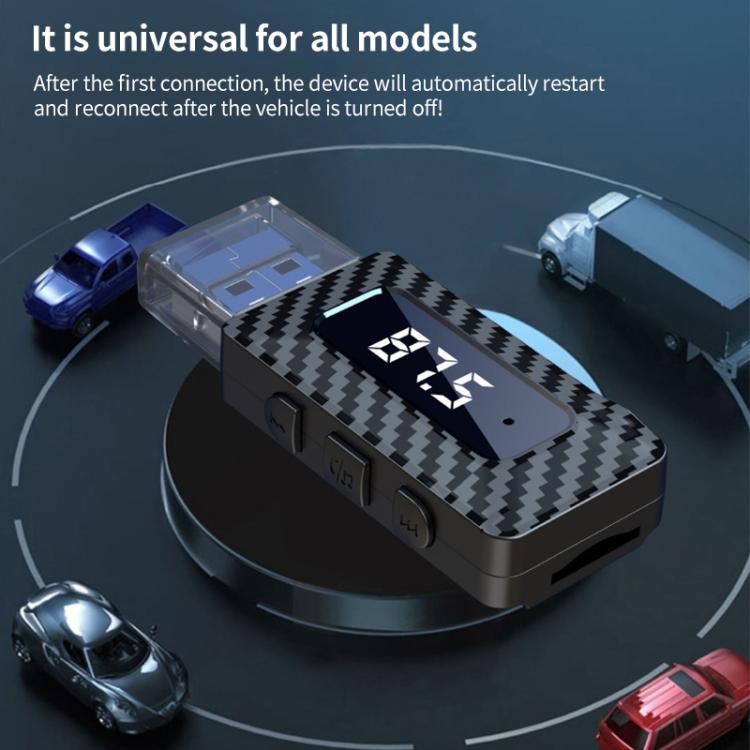 USB Car FM Transmitter Wireless Bluetooth Receiver(Black) - Bluetooth Adapters by buy2fix | Online Shopping UK | buy2fix