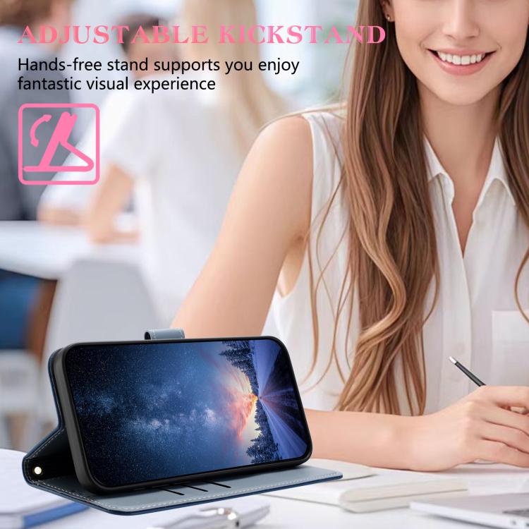 For iPhone Air Metal Bow Leather Phone Case with Hand Strap(Dark Blue) - iPhone Air Cases by buy2fix | Online Shopping UK | buy2fix