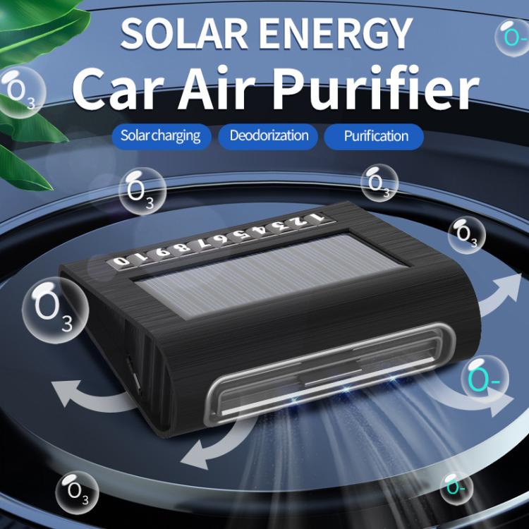 Solar Energy Car Air Purifier with Number Plate(Black) - Air Purifier by buy2fix | Online Shopping UK | buy2fix