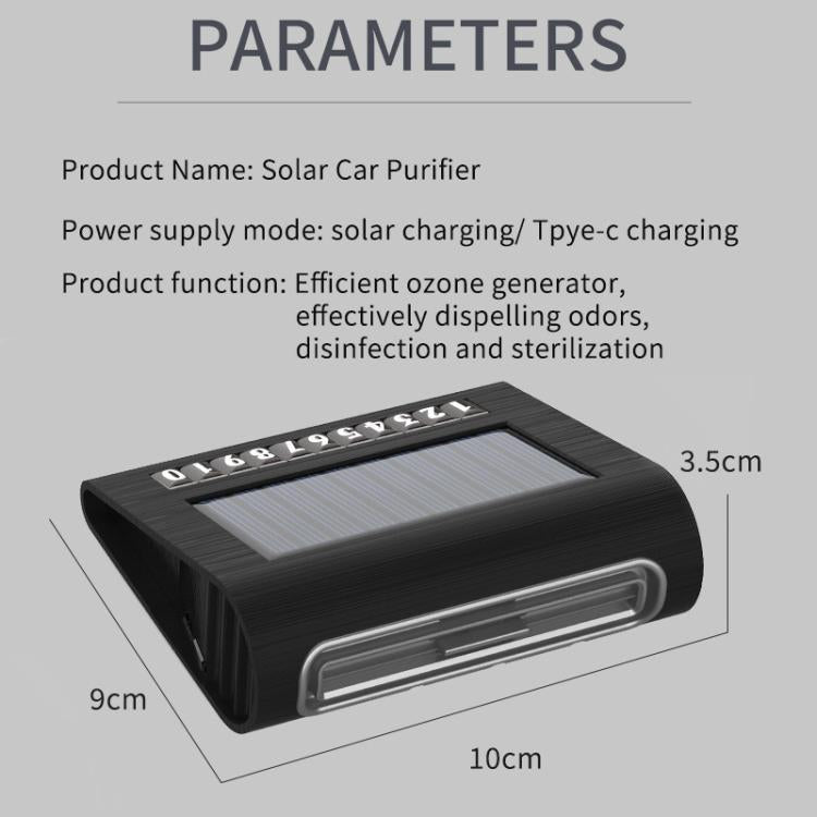 Solar Energy Car Air Purifier with Number Plate(Black) - Air Purifier by buy2fix | Online Shopping UK | buy2fix
