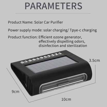 Solar Energy Car Air Purifier with Number Plate(Black) - Air Purifier by buy2fix | Online Shopping UK | buy2fix