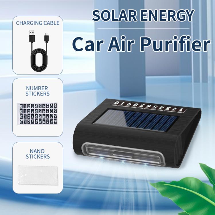 Solar Energy Car Air Purifier with Number Plate(Black) - Air Purifier by buy2fix | Online Shopping UK | buy2fix