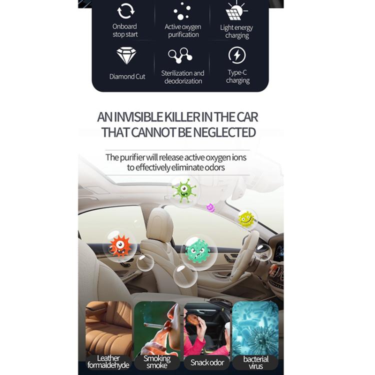 Solar Energy Car Air Purifier with Number Plate(Black) - Air Purifier by buy2fix | Online Shopping UK | buy2fix