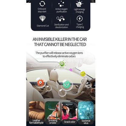 Solar Energy Car Air Purifier with Number Plate(Black) - Air Purifier by buy2fix | Online Shopping UK | buy2fix