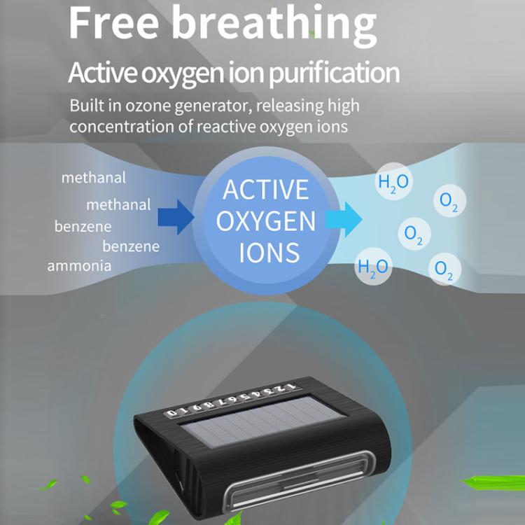 Solar Energy Car Air Purifier with Number Plate(Black) - Air Purifier by buy2fix | Online Shopping UK | buy2fix