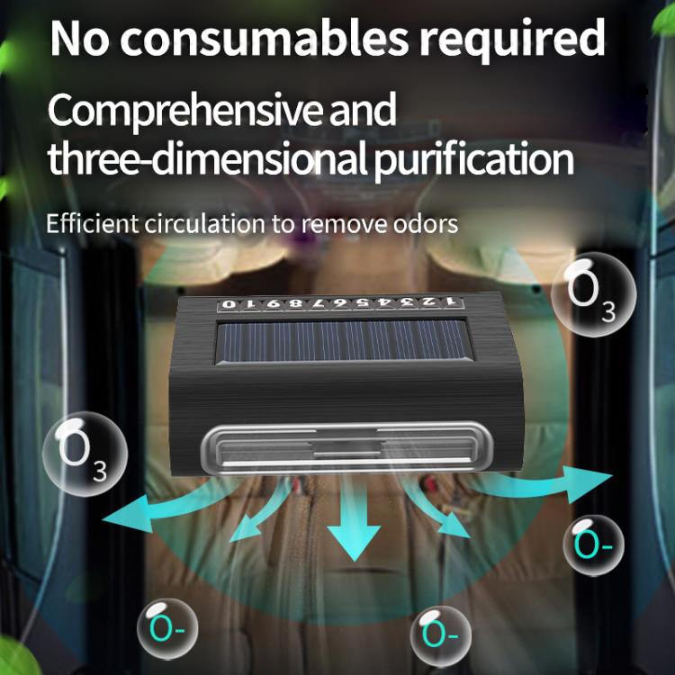 Solar Energy Car Air Purifier with Number Plate(Black) - Air Purifier by buy2fix | Online Shopping UK | buy2fix