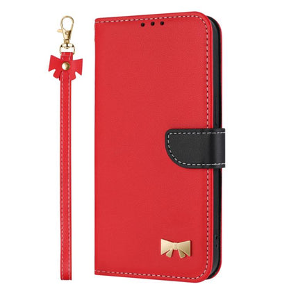 For Google Pixel 10 Pro / 9 Pro Metal Bow Leather Phone Case with Hand Strap(Red) - Google Cases by buy2fix | Online Shopping UK | buy2fix