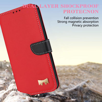 For Google Pixel 10 Pro / 9 Pro Metal Bow Leather Phone Case with Hand Strap(Red) - Google Cases by buy2fix | Online Shopping UK | buy2fix