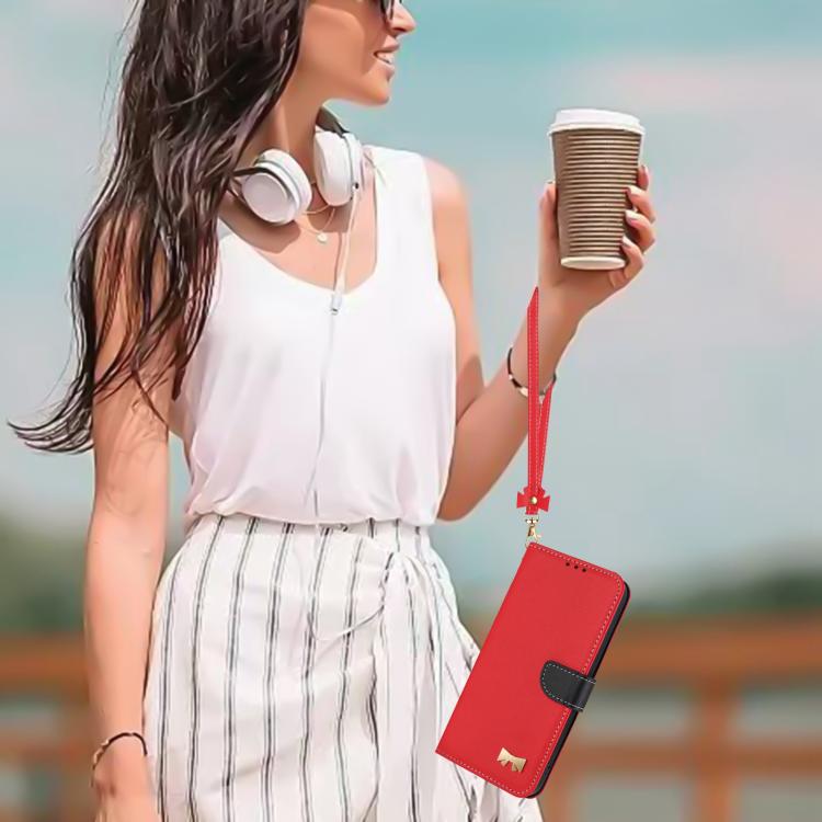 For Google Pixel 10 Pro / 9 Pro Metal Bow Leather Phone Case with Hand Strap(Red) - Google Cases by buy2fix | Online Shopping UK | buy2fix