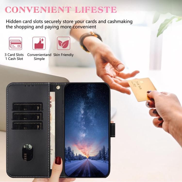 For Google Pixel 10 Pro / 9 Pro Metal Bow Leather Phone Case with Hand Strap(Black) - Google Cases by buy2fix | Online Shopping UK | buy2fix