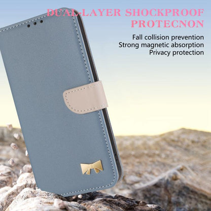 For Google Pixel 10 Pro / 9 Pro Metal Bow Leather Phone Case with Hand Strap(Light Blue) - Google Cases by buy2fix | Online Shopping UK | buy2fix