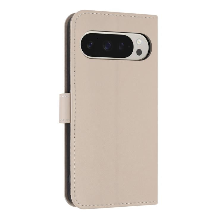 For Google Pixel 10 Pro XL / 9 Pro XL Metal Bow Leather Phone Case with Hand Strap(Apricot) - Google Cases by buy2fix | Online Shopping UK | buy2fix
