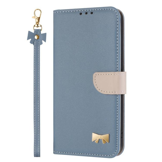 For Google Pixel 10 Pro XL / 9 Pro XL Metal Bow Leather Phone Case with Hand Strap(Light Blue) - Google Cases by buy2fix | Online Shopping UK | buy2fix