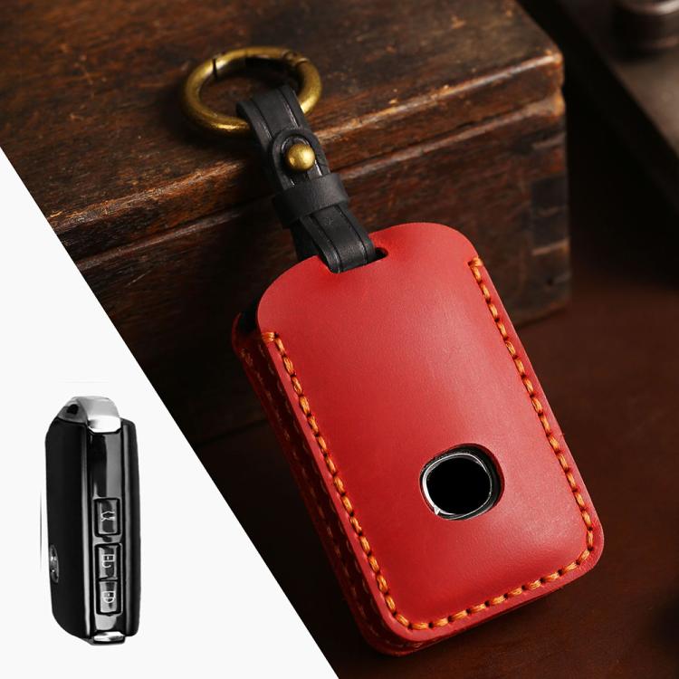 For Mazda Axela Hallmo B023 Crazy Horse Cowhide Car Key Protection Cover(Red) - Car Key Cases by Hallmo | Online Shopping UK | buy2fix
