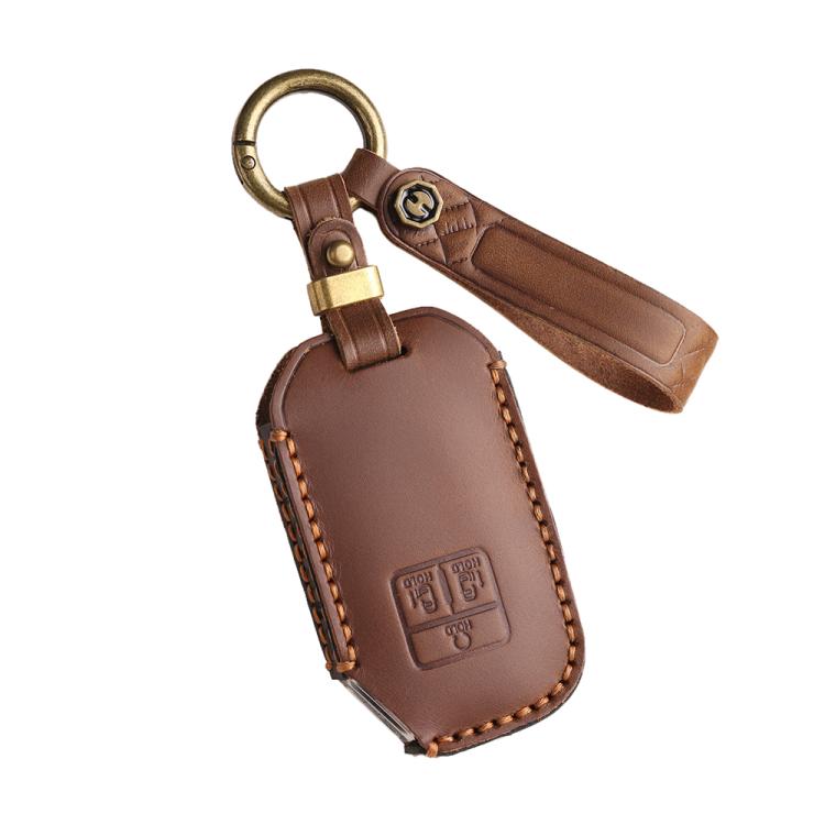 For Kia Carnival Hallmo B087 Crazy Horse Cowhide Car Key Protection Cover(Brown) - Car Key Cases by Hallmo | Online Shopping UK | buy2fix