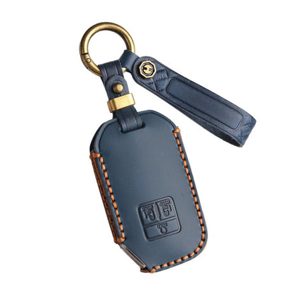 For Kia Carnival Hallmo B087 Crazy Horse Cowhide Car Key Protection Cover(Blue) - Car Key Cases by Hallmo | Online Shopping UK | buy2fix