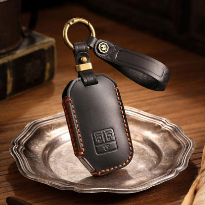 For Kia Carnival Hallmo B087 Crazy Horse Cowhide Car Key Protection Cover(Black) - Car Key Cases by Hallmo | Online Shopping UK | buy2fix