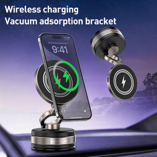 D1W 15W Rotatable Foldable Car Wireless Charging Magnetic Holder(Tarnish) - Wireless Charger Holders by buy2fix | Online Shopping UK | buy2fix