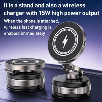 D1W 15W Rotatable Foldable Car Wireless Charging Magnetic Holder(Tarnish) - Wireless Charger Holders by buy2fix | Online Shopping UK | buy2fix