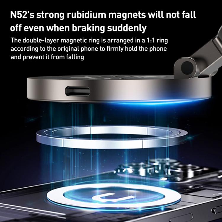 D1W 15W Rotatable Foldable Car Wireless Charging Magnetic Holder(Tarnish) - Wireless Charger Holders by buy2fix | Online Shopping UK | buy2fix