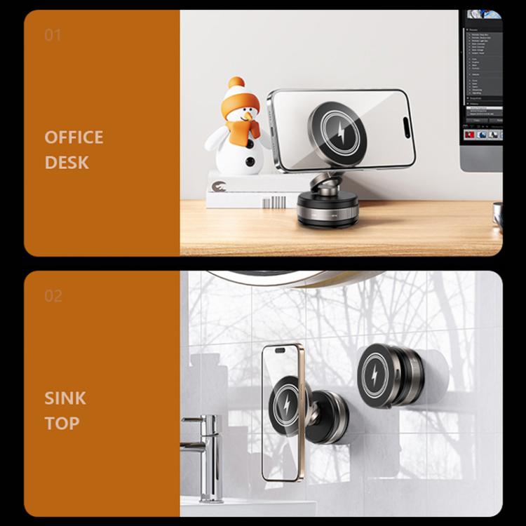 D1W 15W Rotatable Foldable Car Wireless Charging Magnetic Holder(Tarnish) - Wireless Charger Holders by buy2fix | Online Shopping UK | buy2fix