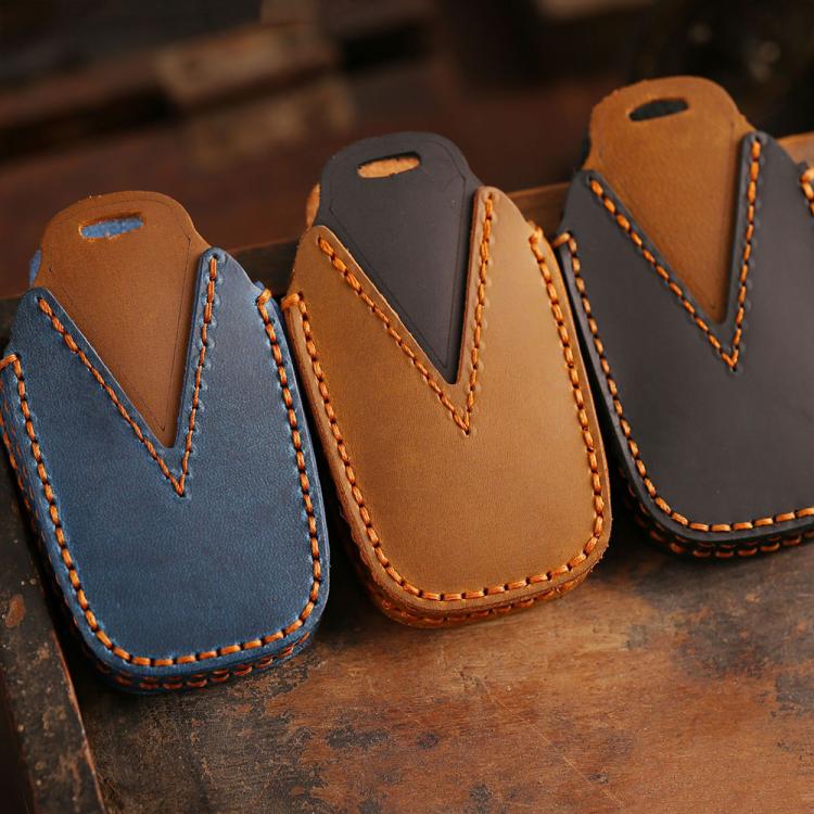 For Toyota Corolla 3-button B111 Crazy Horse Cowhide Car Key Protection Cover(Blue) - Car Key Cases by Hallmo | Online Shopping UK | buy2fix