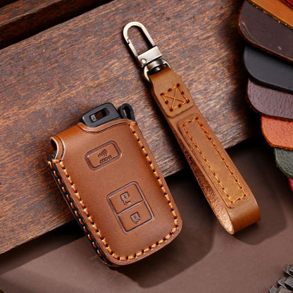 For Toyota North American 2+1-button C012 Crazy Horse Cowhide Car Key Protection Cover(Brown) - Car Key Cases by Hallmo | Online Shopping UK | buy2fix