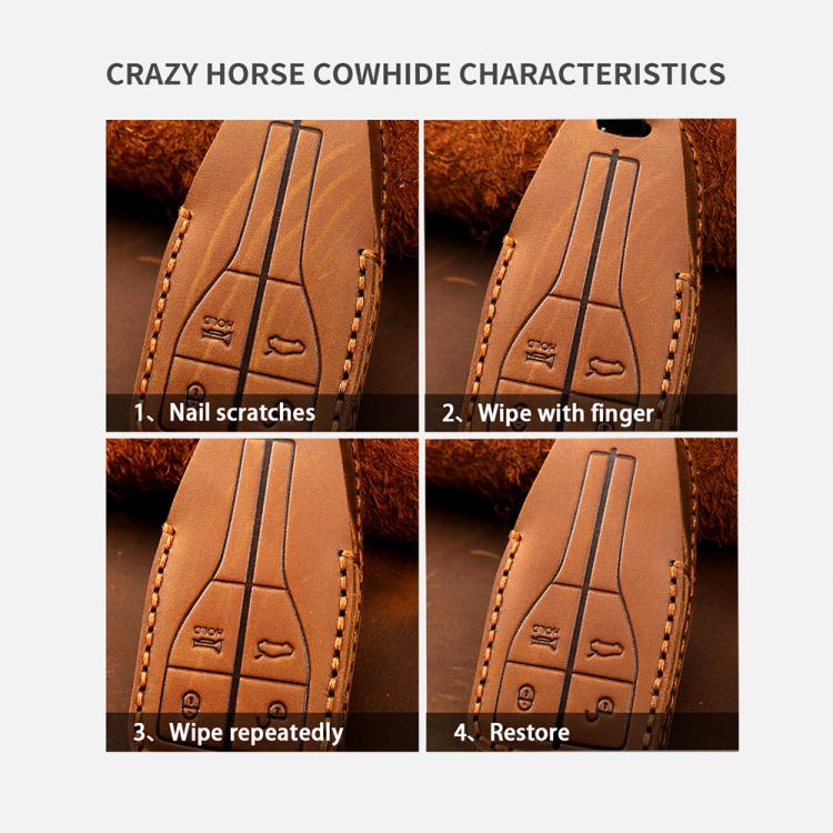 For Toyota North American 3+1-button C013 Crazy Horse Cowhide Car Key Protection Cover(Black) - Car Key Cases by Hallmo | Online Shopping UK | buy2fix
