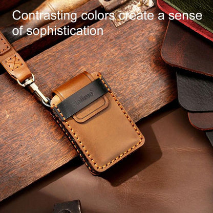 For Volvo XC60 / XC90 / S90 5-button C046 Crazy Horse Cowhide Car Key Protection Cover(Brown) - Car Key Cases by Hallmo | Online Shopping UK | buy2fix