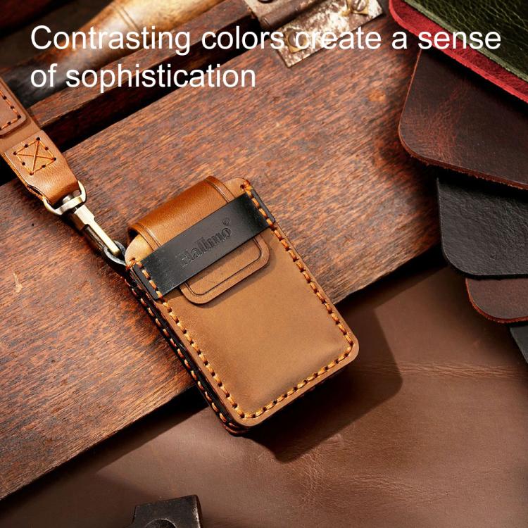 For Volvo XC60 / XC90 / S90 6-button C047 Crazy Horse Cowhide Car Key Protection Cover(Black) - Car Key Cases by Hallmo | Online Shopping UK | buy2fix