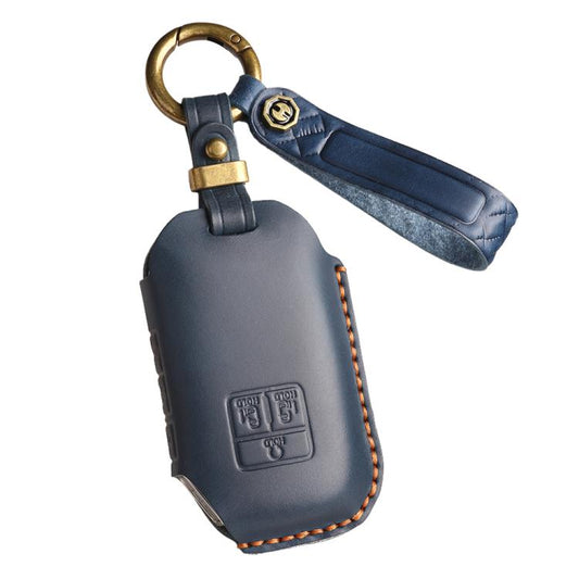 For Kia Carnival SX Hallmo E171 Crazy Horse Cowhide Car Key Protection Cover(Blue) - Car Key Cases by Hallmo | Online Shopping UK | buy2fix