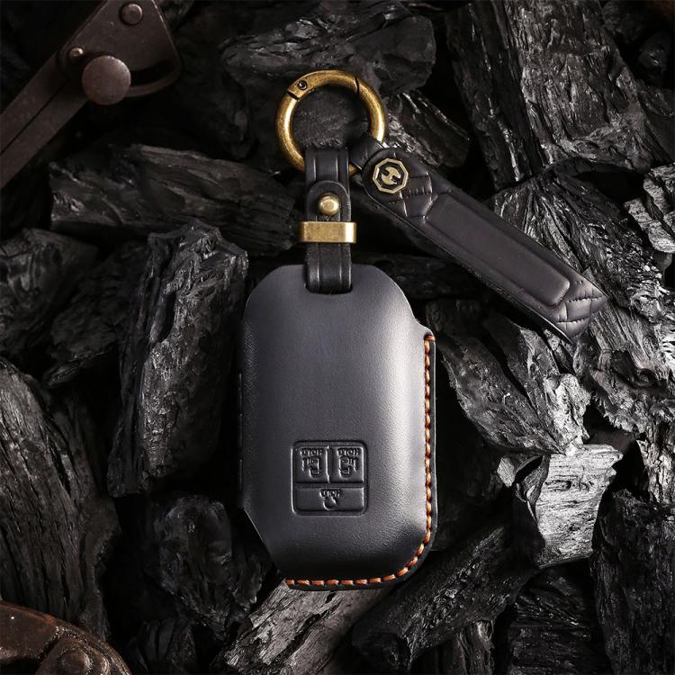For Kia Carnival SX Hallmo E171 Crazy Horse Cowhide Car Key Protection Cover(Black) - Car Key Cases by Hallmo | Online Shopping UK | buy2fix