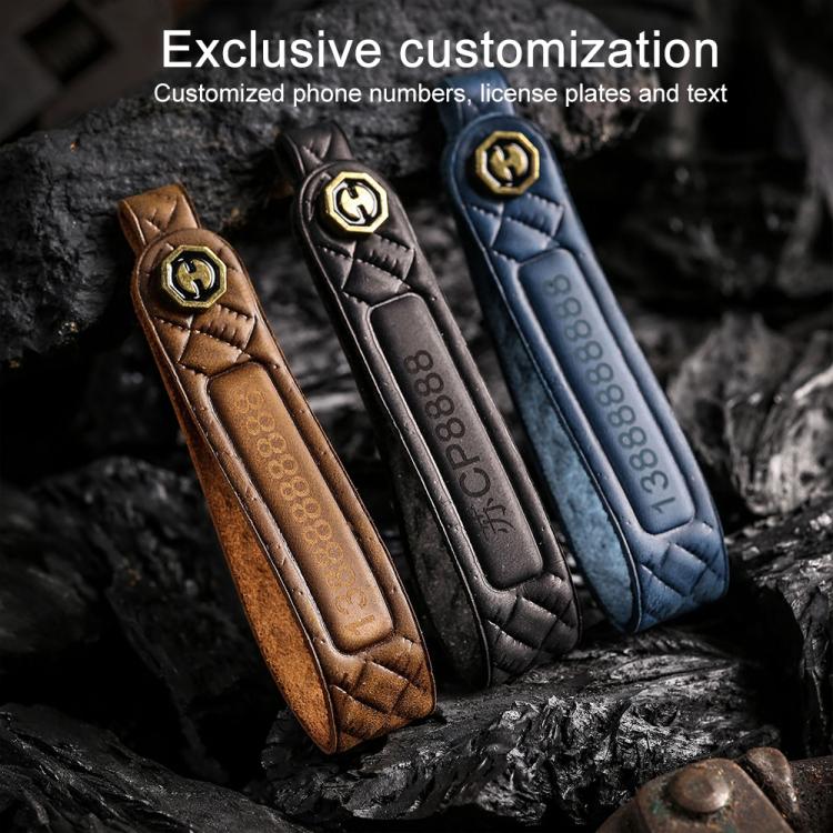 For Kia Carnival SX Hallmo E171 Crazy Horse Cowhide Car Key Protection Cover(Brown) - Car Key Cases by Hallmo | Online Shopping UK | buy2fix