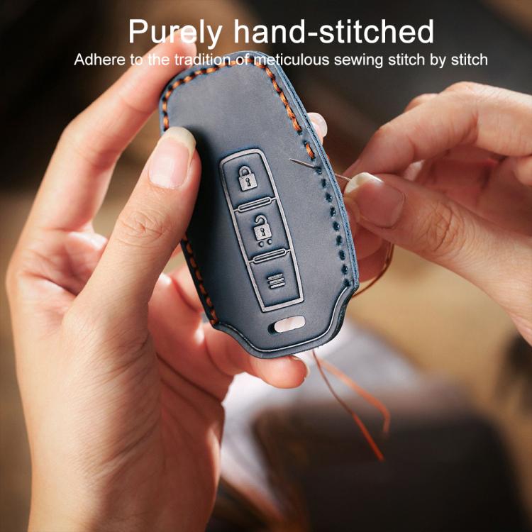 For Kia Carnival SX Hallmo E171 Crazy Horse Cowhide Car Key Protection Cover(Brown) - Car Key Cases by Hallmo | Online Shopping UK | buy2fix