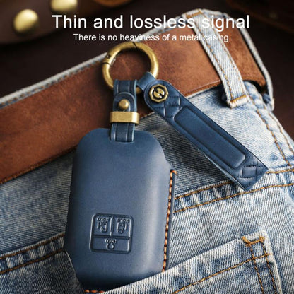 For Kia Carnival SX Hallmo E171 Crazy Horse Cowhide Car Key Protection Cover(Black) - Car Key Cases by Hallmo | Online Shopping UK | buy2fix