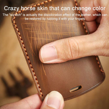 For Kia Carnival SX Hallmo E171 Crazy Horse Cowhide Car Key Protection Cover(Black) - Car Key Cases by Hallmo | Online Shopping UK | buy2fix