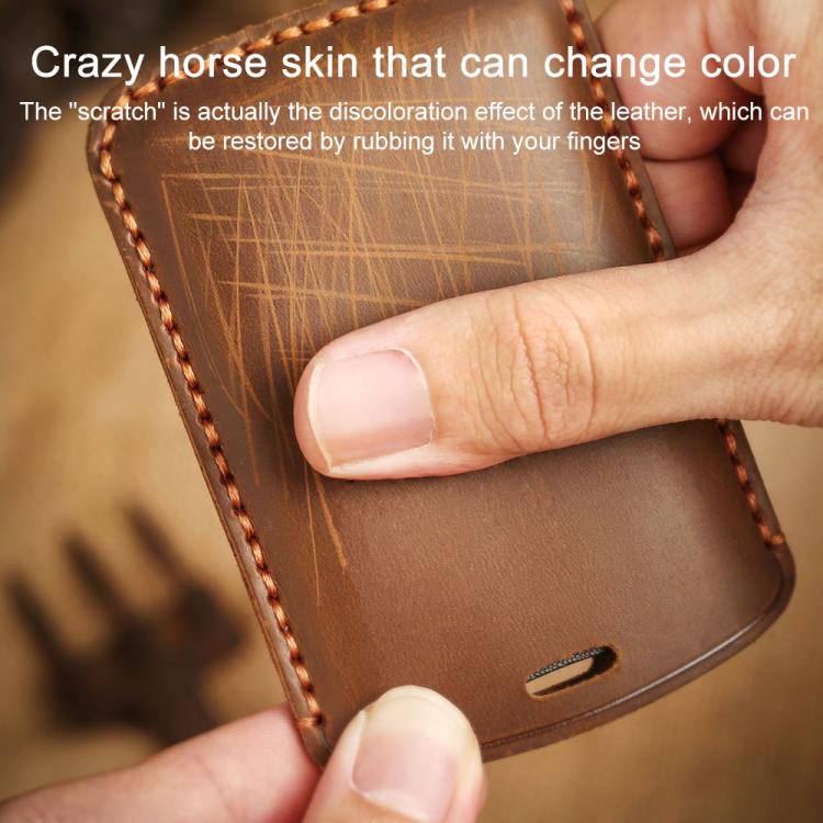 For Kia Carnival SX Hallmo E171 Crazy Horse Cowhide Car Key Protection Cover(Blue) - Car Key Cases by Hallmo | Online Shopping UK | buy2fix