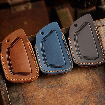 For Buick Envision Plus 2023 Hallmo Crazy Horse Cowhide Car Key Protection Cover(5-button Brown) - Car Key Cases by Hallmo | Online Shopping UK | buy2fix