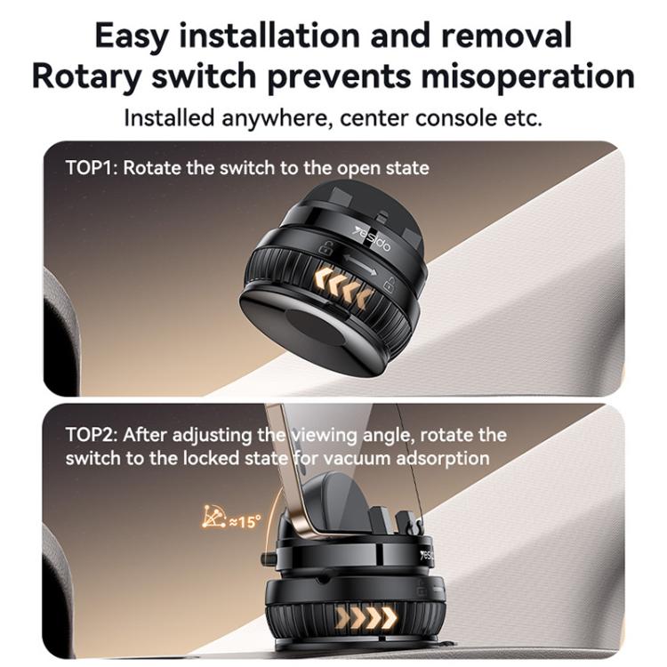 Yesido C272 360 Degree Rotating Car Center Console Phone Holder(Black) - Universal Car Holders by Yesido | Online Shopping UK | buy2fix