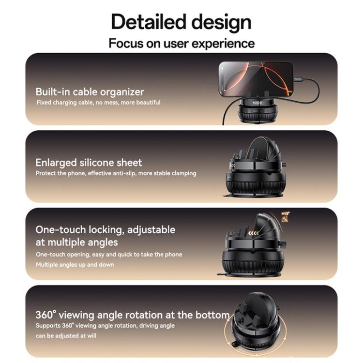 Yesido C272 360 Degree Rotating Car Center Console Phone Holder(Black) - Universal Car Holders by Yesido | Online Shopping UK | buy2fix
