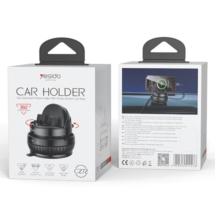 Yesido C272 360 Degree Rotating Car Center Console Phone Holder(Black) - Universal Car Holders by Yesido | Online Shopping UK | buy2fix