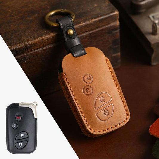 For Lexus RX270 / ES240 / LX570 Hallmo Crazy Horse Cowhide Car Key Protection Cover(4-button Brown) - Car Key Cases by Hallmo | Online Shopping UK | buy2fix