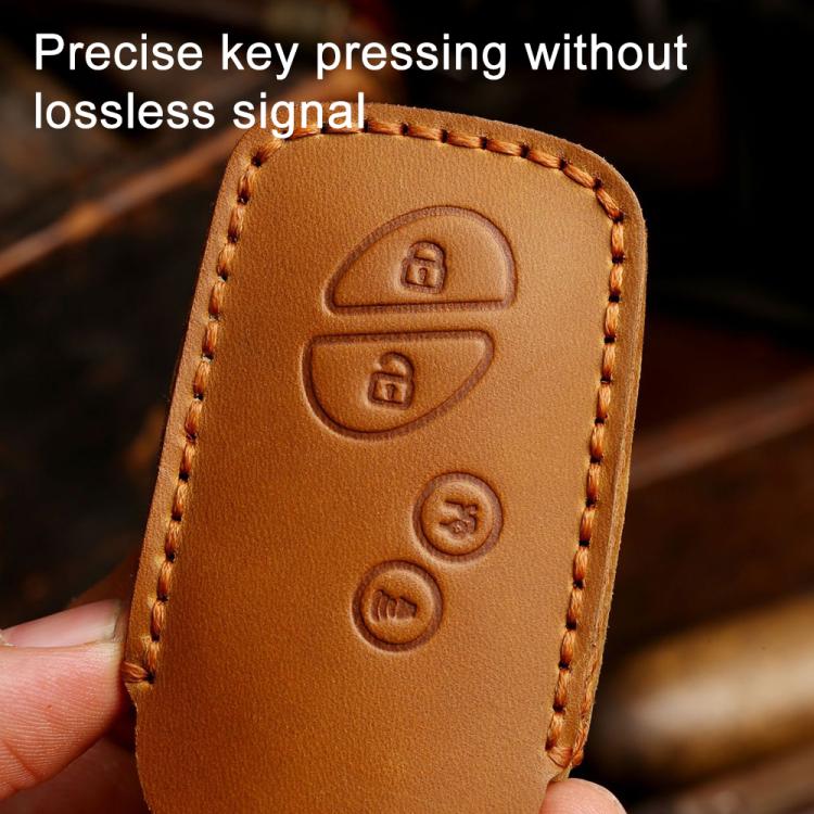 For Lexus RX270 / ES240 / LX570 Hallmo Crazy Horse Cowhide Car Key Protection Cover(3-button Black) - Car Key Cases by Hallmo | Online Shopping UK | buy2fix